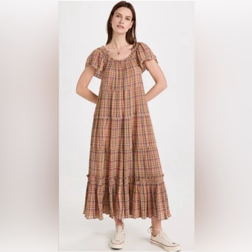 THE GREAT. Multicolor Plaid Dress